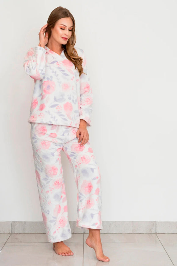 Pijama Supersoft Floral Adulto